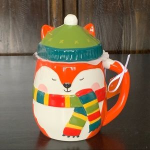 Ceramic Woodland Fox Figural Topper Mug